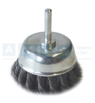 CUP BRUSH KNOTTED W/SHAFT 75MM