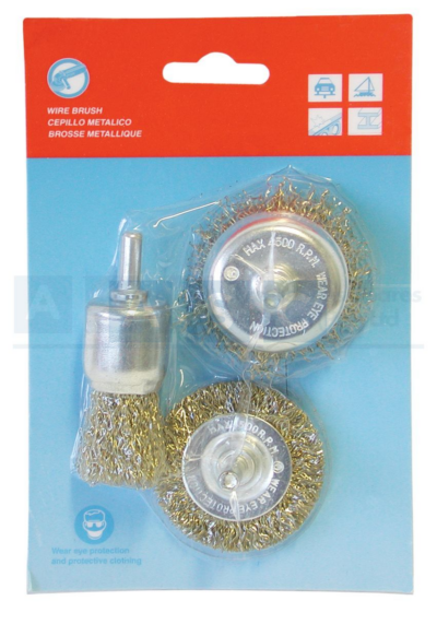 WIRE BRUSH 3PC ASSORTED W/SHAFT