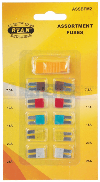 PLUG IN FUSE SET 10PCS CARDED W/TOOL 2X 7.5 /10/15/20 AND 25AMP FUSE SAME AS