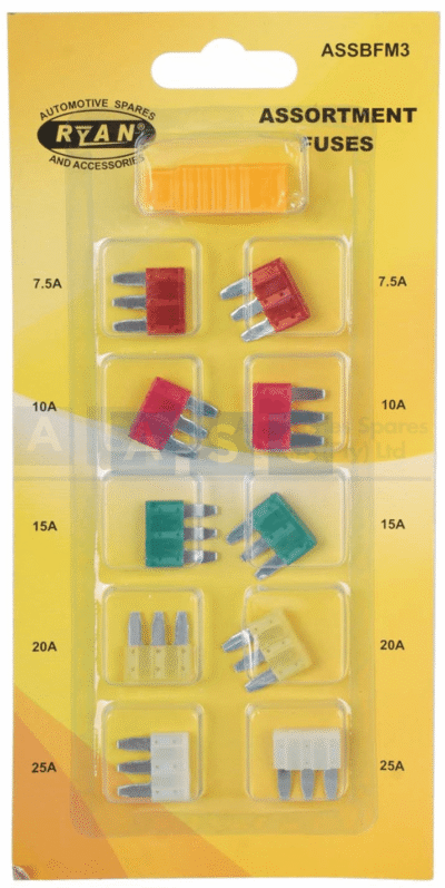PLUG IN FUSE SET 10PCS CARDED W/TOOL 2X 7.5 /10/15/20 AND 25AMP FUSE SAME AS