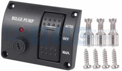 SWITCH BILGE PUMP SWITCH 12V IP65 3-WAY AUTO-OFF-MANUAL SWITCH W/SPRING