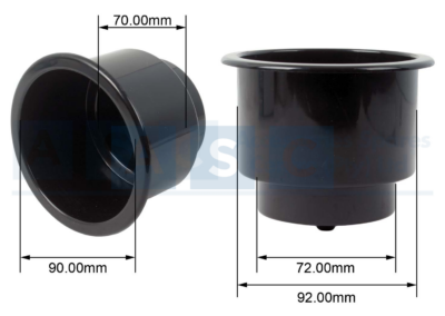 PLASTIC CUP HOLDER LARGE 90MM BLACK