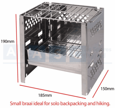 BRAAI STAND PORTABLE SS W/BAG FOLD AWAY TYPE