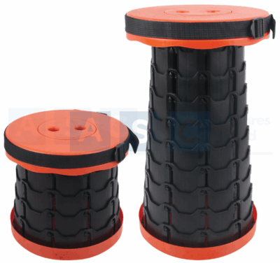 FOLDING STOOL ORANGE PP MAX LOAD 200KG H=6CM TO 45CM