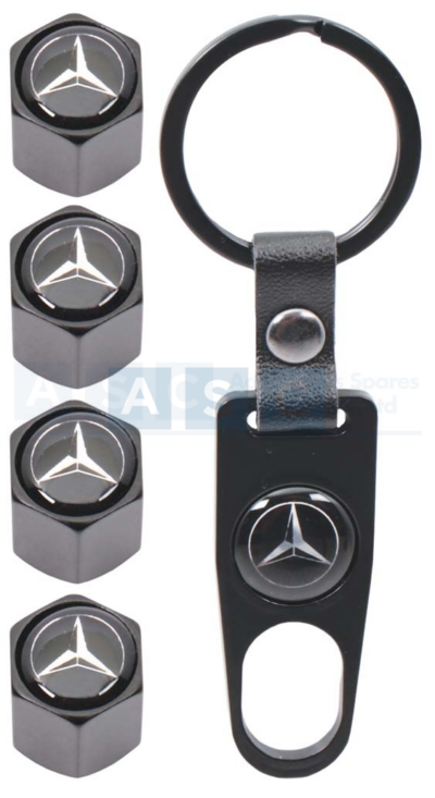 VALVE CAPS SET W/KEY RING MERCEDES