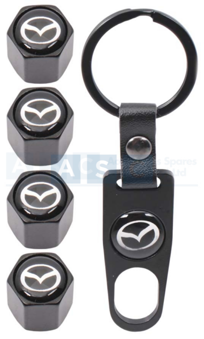 VALVE CAPS SET W/KEY RING MAZDA DISCONTINUED