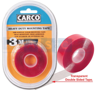 D/SIDED TAPE TRANSPARENT 19X3MX1MM TAPE W=19MM L=3M THICK=1MM