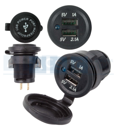 USB CHARGER 12V 2 SLOTS 2.1A/1A