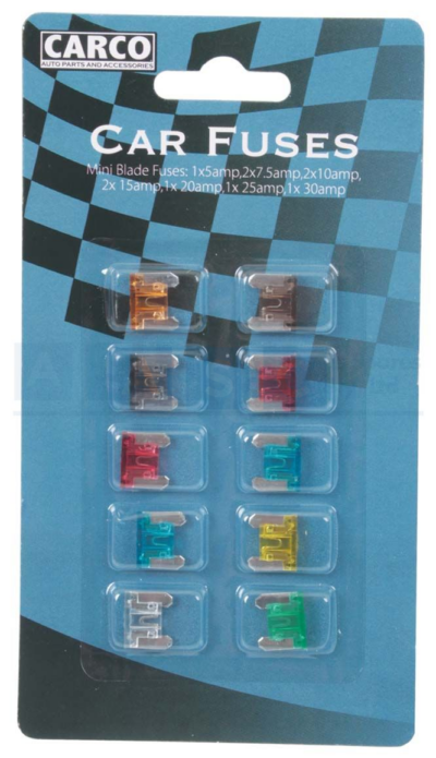 FUSE SET MINI BLADE 10PC PLUG-IN CARDED