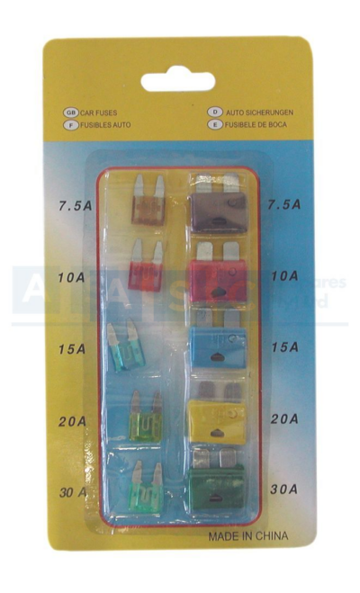 FUSE SET 10PCS(5 MINI/5 STD) CARDED