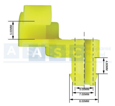 PANEL CLIP LH(ROD)5MM(10)YELLOW