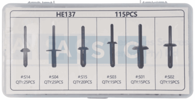 PANEL CLIPS  ASSORTED 115PCS FOR GM/FORD/CHRYSLER/VW