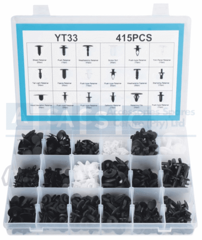 PANEL CLIPS UNVERSAL ASSORTED 415PCS YT1733X25/YT1213X15/YT3308X40/YT1223X30/