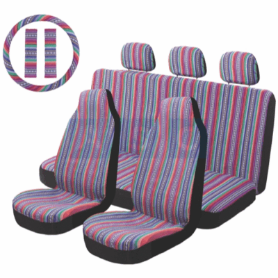 SEAT W/SEAT BELT COVER HIGH BACK SET AND STEERING COVER MULTI COLOR