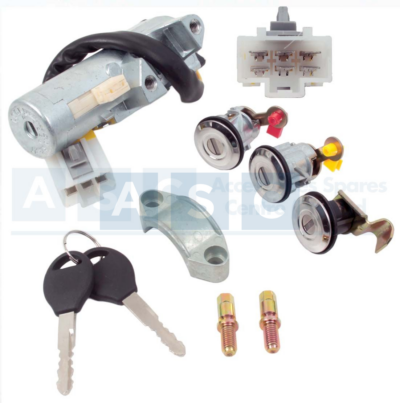 IGNITION SWITCH SET NISSAN 1TON.99- IGN.COMPLETE / 2 DOOR BARRELS/ F/LID BAR