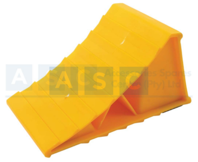 WHEEL CHOCK PLASTIC W/RUBBER MAT L=210MM W=120MM H=105MM   rating 4TON