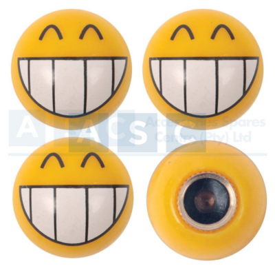 VALVE CAP SET LAUGHING FACE 4PC