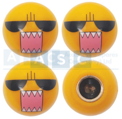 VALVE CAP 4PC ANGRY FACE
