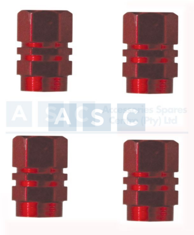 VALVE CAP SET 4PCE BLISTER RED