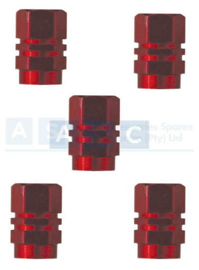 VALVE CAP SET 5PCE BLISTER RED