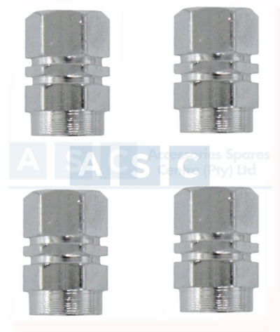 VALVE CAP SET 4PCE BLISTER SILVER