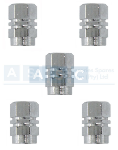 VALVE CAP SET 5PCE BLISTER SILVER