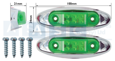 LED MARKER LAMP GREEN 6PC LED 10-30V