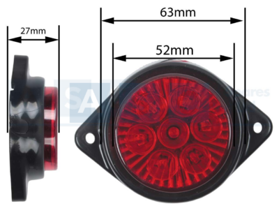 LED MARKER LAMP RED 4LED 10-30V