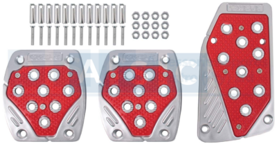 PEDAL PADS SILVER/RED