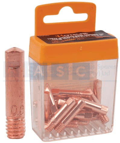 CONTACT TIP FOR MIG/MAG Welding M6X25X0.8MM     red copper   A box of 15