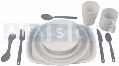PICNIC SET 11PCS ALL PLASTIC GREY DISHES 1 OFF EACH CUP/