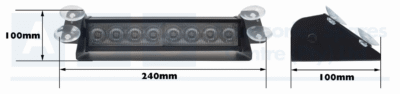 LED W/SCREEN WARNING LAMP CLEAR 12V 8LED ALUMINUM 250X100X60MM