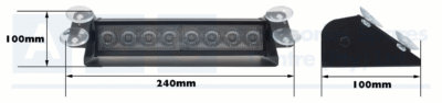 LED W/SCREEN WARNING LAMP YELLOW 12V 8LED ALUMINUM 250X100X60MM