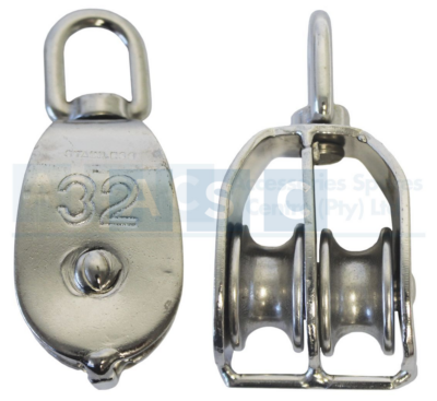 DOUBLE SWIVEL PULLEY 32MM SS304 W/LOAD 500KG