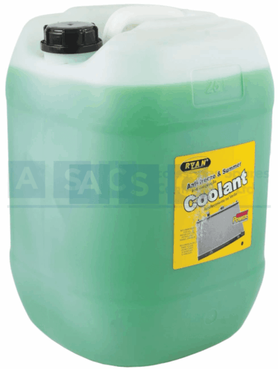 RYAN ANTI-FREEZE GREEN 25L 20% M.E.G  RECOMMENTED USE 100% ANTI-FRE