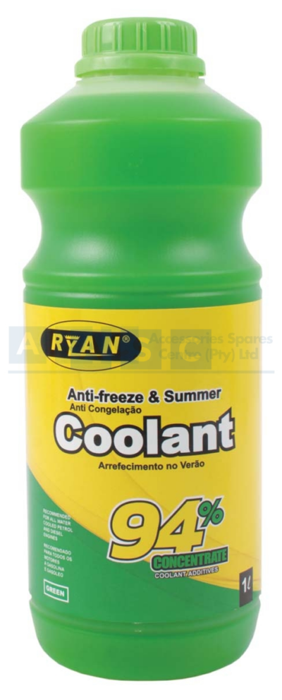 RYAN ANTI-FREEZE GREEN 1L 94% M.E.G  this product needs to be