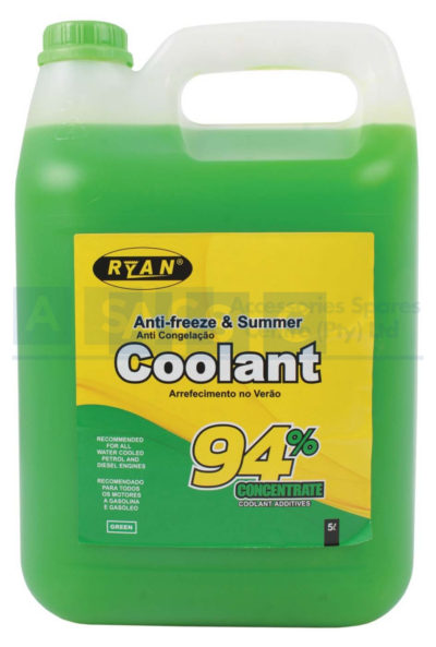 RYAN ANTI-FREEZE GREEN 5L 94% M.E.G  this product needs to be