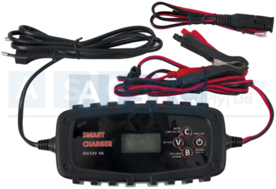 BATTERY CHARGER AUTOMATIC 6/12V 4AMP LEAD ACID/MAINTENANCE-FREE/ AGM/