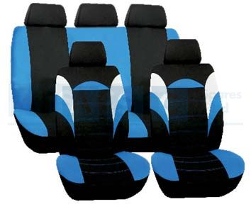 SEAT COVERS 9PCS BLUE RACER