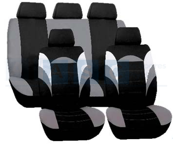 SEAT COVERS 9PCS GREY RACER
