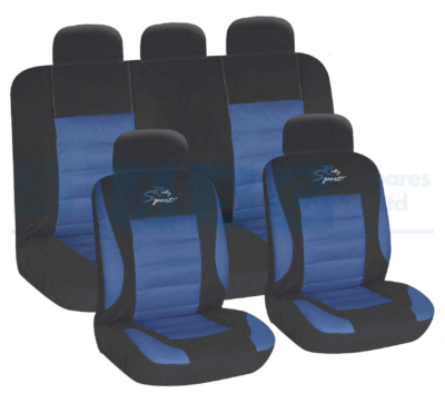 SEAT COVERS 9PCS BLUE RACING SPORT