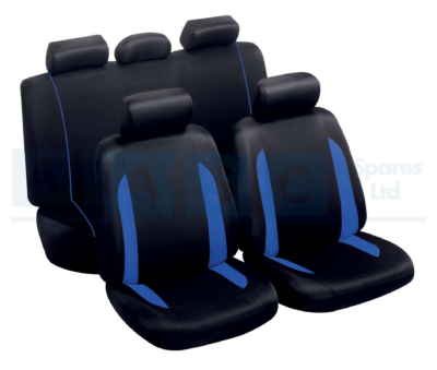 SEAT COVER 9PC BLUE SPA POLYESTER 2MM FOAM 5H/REST 2FRT 2REAR
