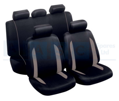SEAT COVER 9PC GREY SPA POLYESTER 2MM FOAM 5H/REST 2FRT 2REAR