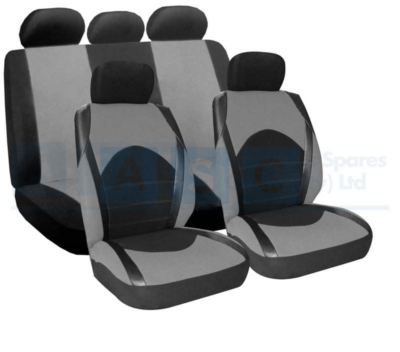 SEAT COVER 9PC GREY DINO POLYESTER 2MM FOAM 5H/REST 2FRT 2REAR