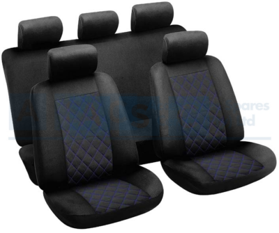 SEAT COVERS GRID BLUE/BLK 9PCS