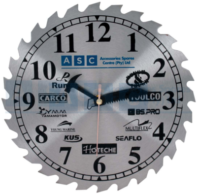 WALL CLOCK(SAW BLADE) 250MM METAL FACE.