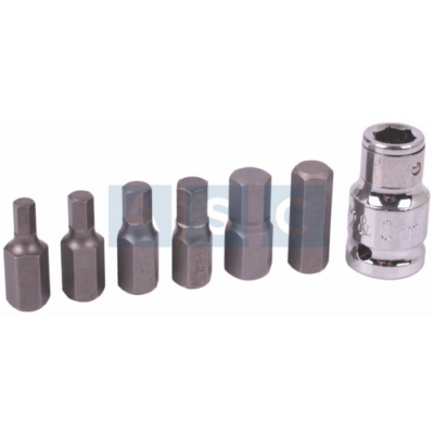 HEX BIT SET 1/2 DRIVE  7PCS 7PC HEX (5-6-7-8-10-12 & ADAPTOR)