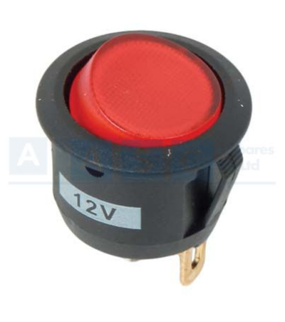 ROCKER SWITCH RND RED 12V