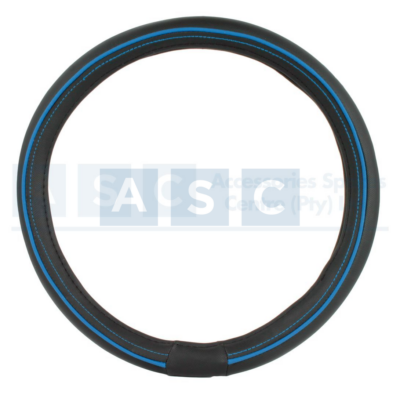 STEERING COVER PU BLACK/BLUE