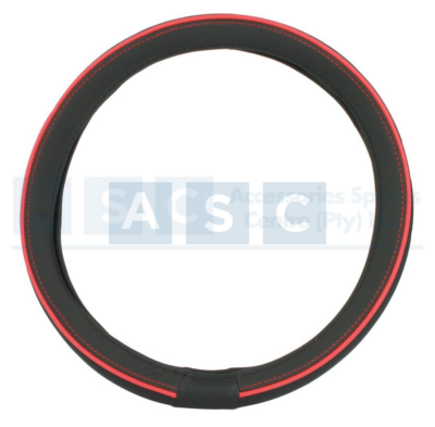 STEERING COVER PU BLACK/RED